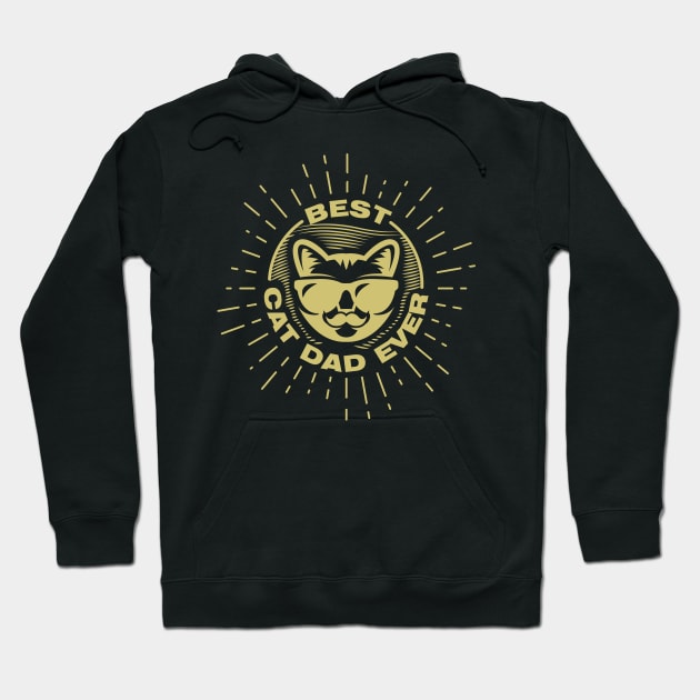 Best Cat Dad Ever - Gold Print Hoodie by G! Zone